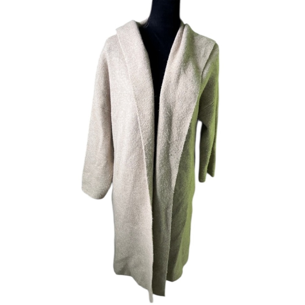 CJLA Womens Cream‎ Sweater Coat Hooded Duster Jacket Small